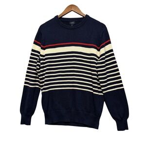J.Crew Sweater Mens M Navy Striped‎ Nautical Preppy Heritage Timeless Grandpa